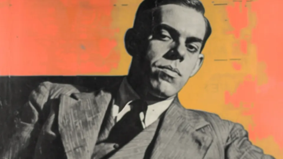 Pop-art portrait of a man in a 1940s pinstriped suit