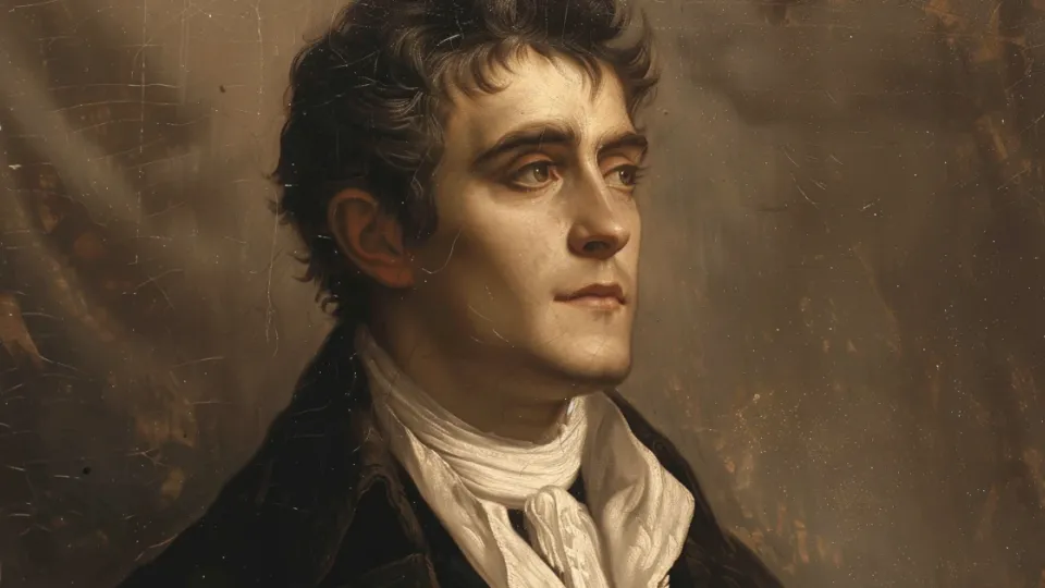 Early 1800s oil portrait of a young man in high white cravat