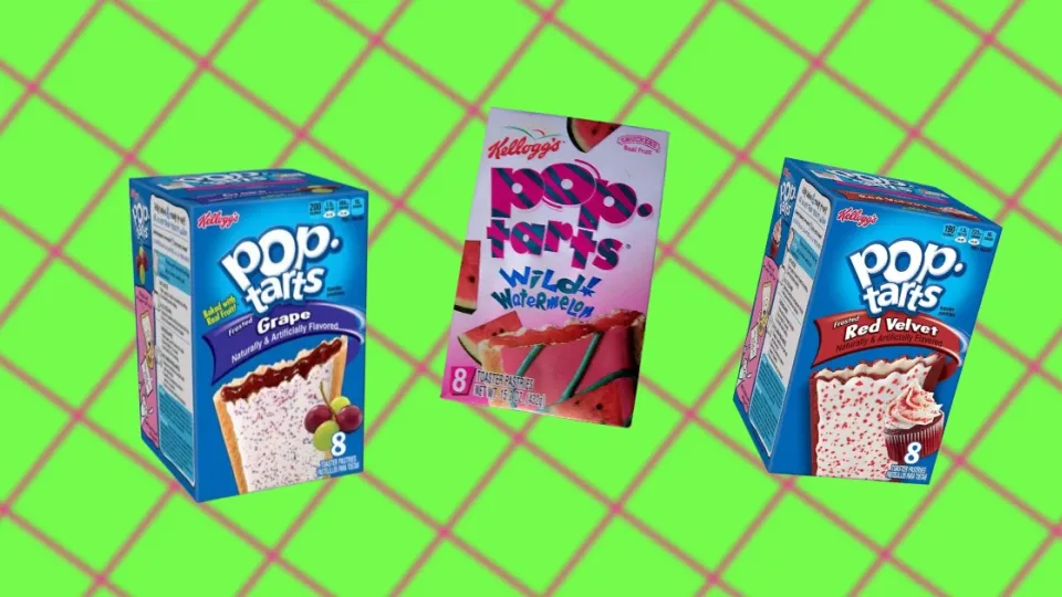 Kellogg's Pop-Tarts boxes for Frosted Grape, Wild Watermelon, and Red Velvet