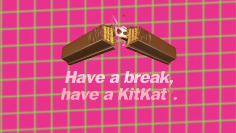 Kit Kat bar snapping in half above the Have a Break slogan