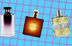 Three perfume bottles including YSL Opium and Dior Eau Sauvage