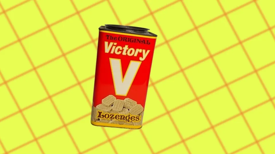 The Original Victory V Lozenges red tin, vintage packaging