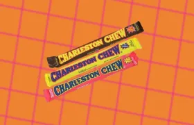 Three Charleston Chew bars in chocolatey, vanilla and strawberry wrappers