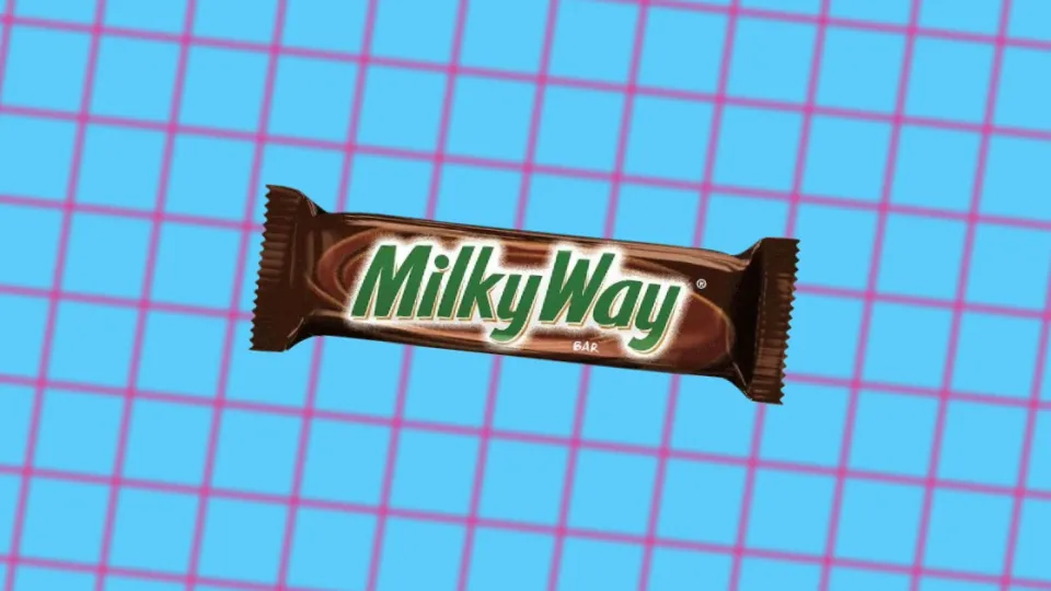Milky Way candy bar in brown wrapper with green logo