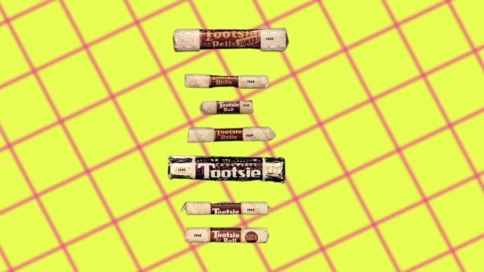 Vintage Tootsie Roll wrappers dated from 1930 to 1948