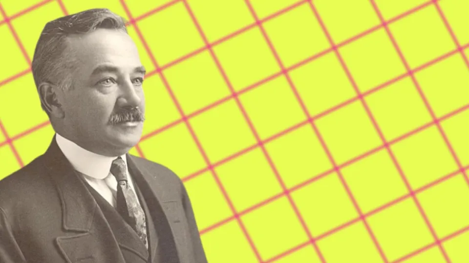 Milton S. Hershey portrait in suit and mustache