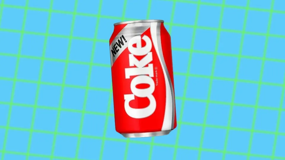 New Coke red and silver soda can from 1985