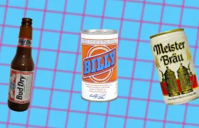 Bud Dry bottle, Billy Beer can and Meister Bräu can