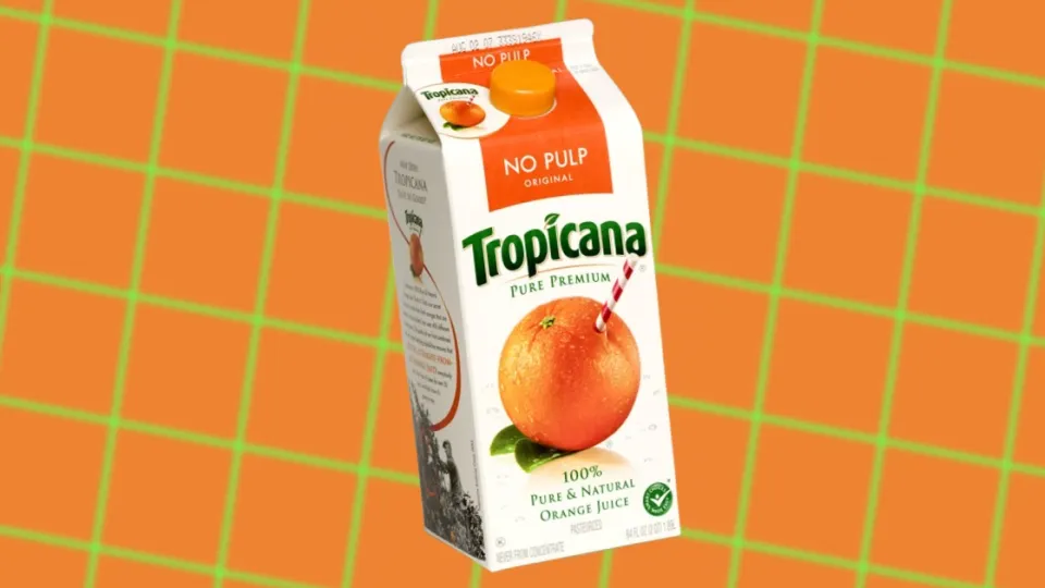 Tropicana Pure Premium No Pulp orange juice carton with orange and straw