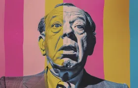 Pop-art portrait of comedian Bert Lahr wide-eyed in a suit