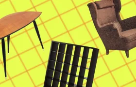 Discontinued IKEA LÖVET table, EXPEDIT cube shelf and wingback armchair