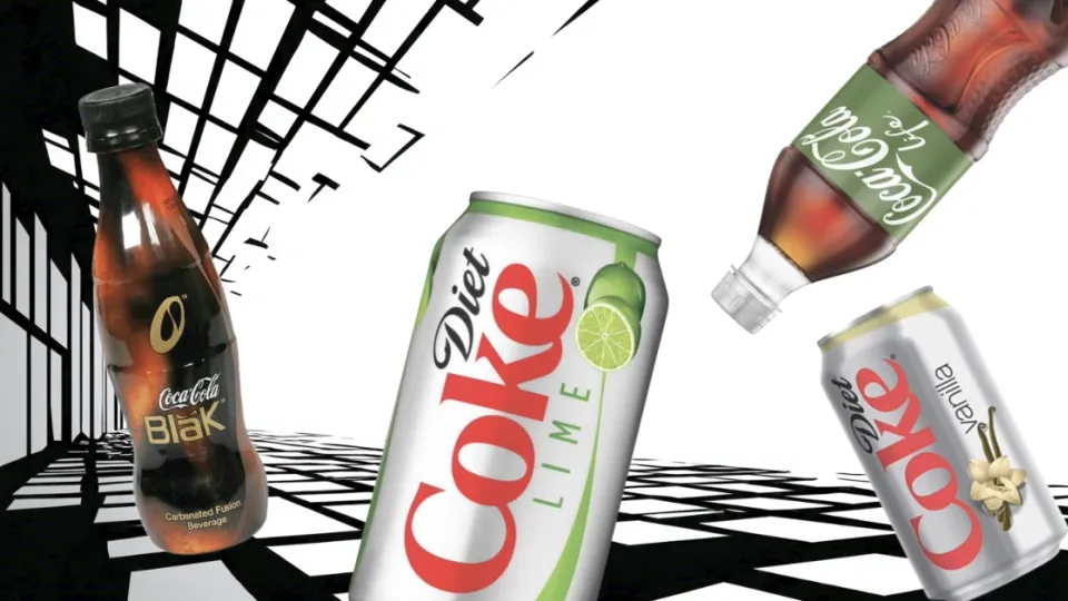 Coca-Cola BlaK bottle, Diet Coke Lime, Coke Life and Diet Vanilla cans