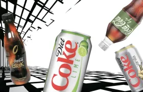 Coca-Cola BlaK bottle, Diet Coke Lime, Coke Life and Diet Vanilla cans