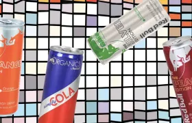 Four discontinued Red Bull flavor cans including the Orange Edition, Simply Cola, Silver Edition and Peach Edition