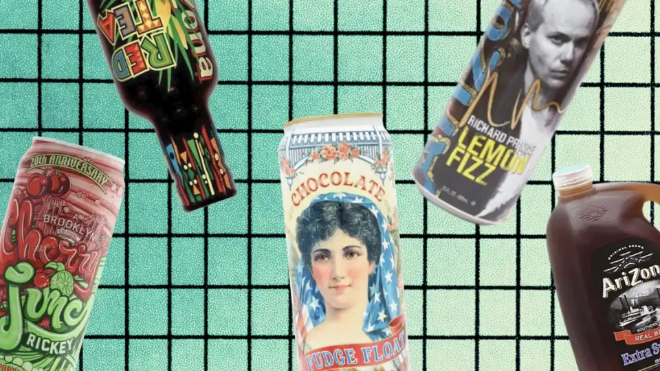 Discontinued AriZona cans and jug including Chocolate Fudge Float and Lemon Fizz