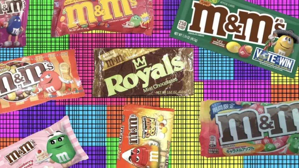 Discontinued M&M’s packages including Royals, White Candy Corn, and Dulce de Leche