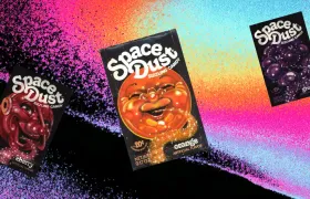 Space Dust Sizzling Candy packets in cherry, orange and grape flavors