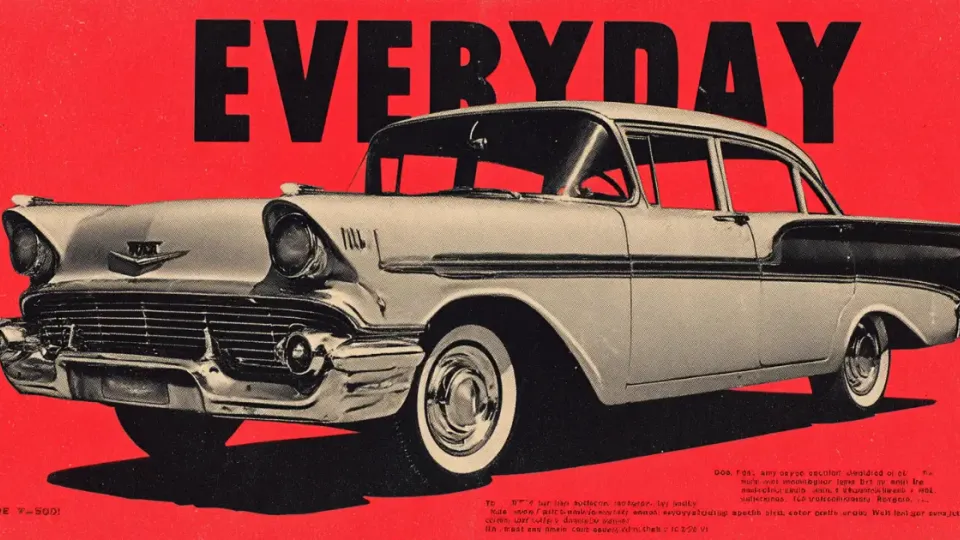 Vintage 1950s sedan car ad with the headline EVERYDAY