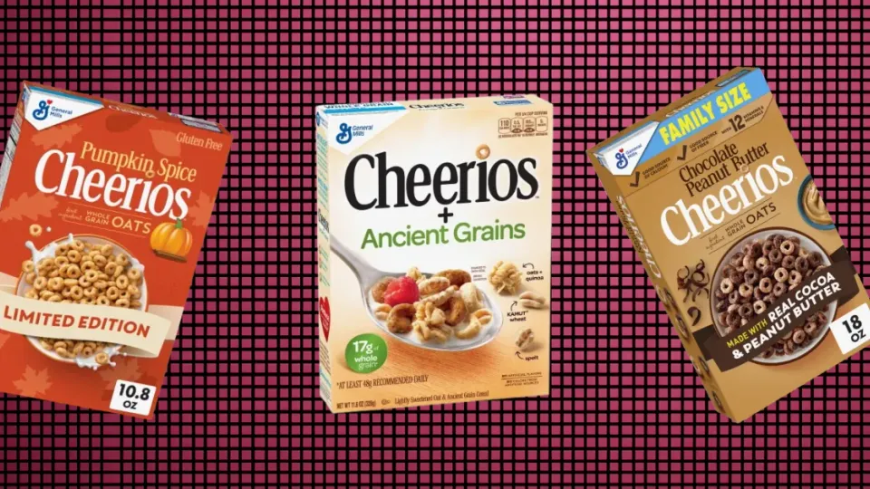 Pumpkin Spice, Ancient Grains and Chocolate Peanut Butter Cheerios boxes