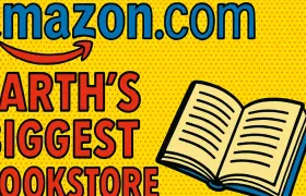 Amazon.com smile logo with Earth's Biggest Bookstore slogan and open book
