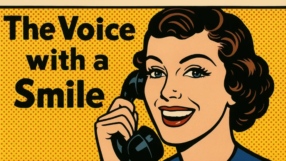 Retro pop art woman on a telephone, The Voice with a Smile