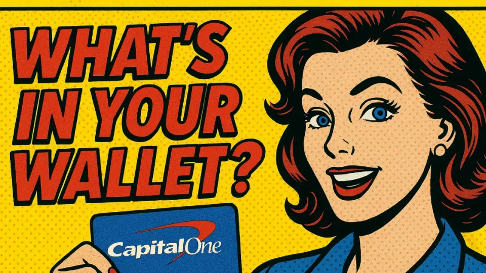 Pop art Capital One credit card ad, What's in your wallet slogan