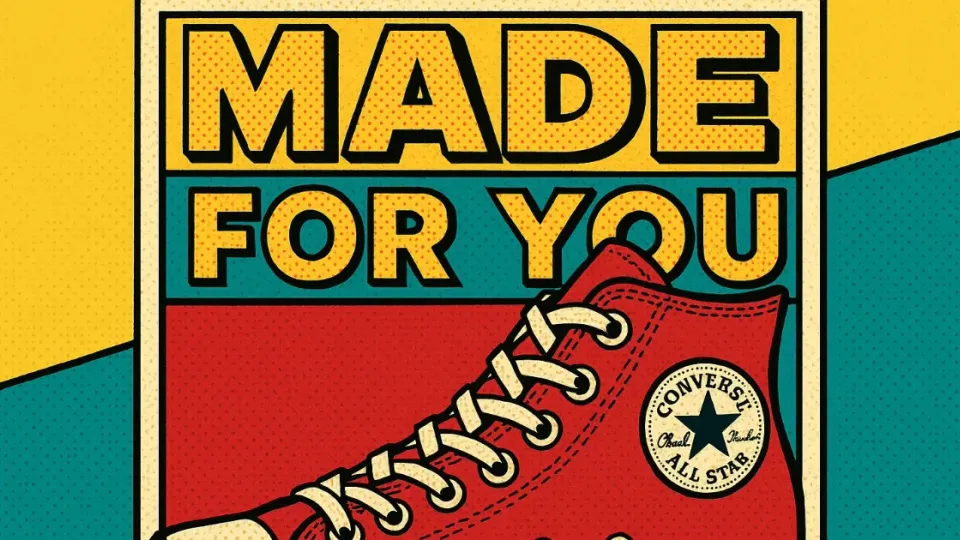 Retro Converse All Star poster reading Made For You with red high-top